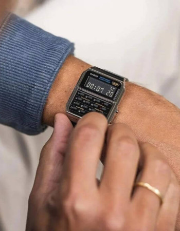 Montre calculatrice des années 80, Vintage Collection – Bracelet métallique noir – CA-500WEGG-1B
