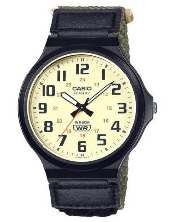 Casio – Montre pour homme en bracelet nylon vert – Étanche 50 m – Index chiffres – MW-240B-3BVDF Casio – Montre pour homme en bracelet nylon vert – Étanche 50 m – Index chiffres – MW-240B-3BVDF