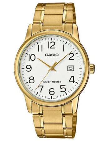 Casio – Montre classique avec index chiffres & dateur – Bracelet en acier doré inoxydable – MTP-V002G-7B2 Casio – Montre classique avec index chiffres & dateur – Bracelet en acier doré inoxydable – MTP-V002G-7B2