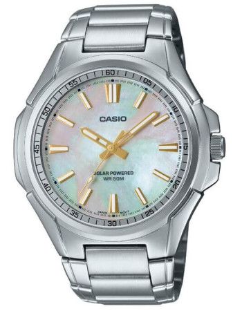Casio – Montre masculine à énergie solaire, dotée d’un cadran nacré, Bracelet en acier – MTP-RS100S-7AVDF Casio – Montre masculine à énergie solaire, dotée d’un cadran nacré, Bracelet en acier – MTP-RS100S-7AVDF