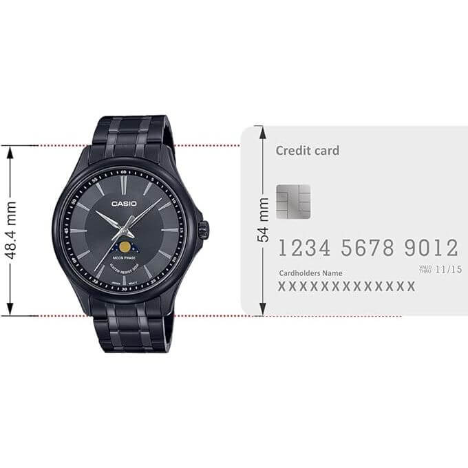 Casio – Montre pour homme – Tout en acier inoxydable noir – Phase de lune – MTP-M100B-1AVDF