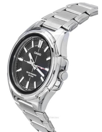 Casio – Montre solaire – Cadran noir, étanche jusqu’à 50 m dotée d’un bracelet en métal – MTP-RS100D-1AVDF