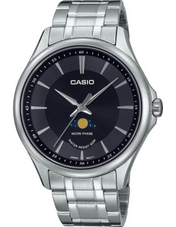 Casio – Montre cadran noir avec indicateur de phase de lune – Bracelet inoxydable – MTP-M100D-1AVDF Casio – Montre cadran noir avec indicateur de phase de lune – Bracelet inoxydable – MTP-M100D-1AVDF