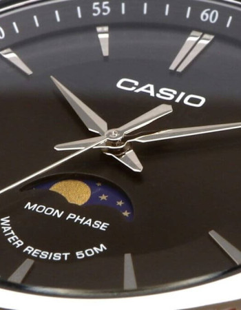 Casio – Montre cadran noir avec indicateur de phase de lune – Bracelet inoxydable – MTP-M100D-1AVDF Casio – Montre cadran noir avec indicateur de phase de lune – Bracelet inoxydable – MTP-M100D-1AVDF