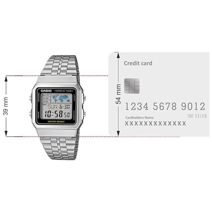 Casio – Affichage de la carte du monde – Vintage Collection – Bracelet en acier argenté – A500WA-1DF