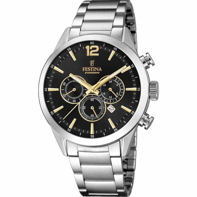 Festina – Style & précision – Chronographe avec dateur – Tout en acier inoxydable – F20343/4