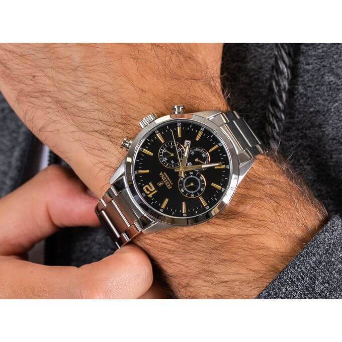 Festina – Style & précision – Chronographe avec dateur – Tout en acier inoxydable – F20343/4