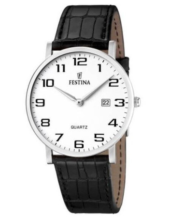 Festina – Extra plate en bracelet cuir noir – Diamètre boîtier 40 mm – Étanche – F16476/1