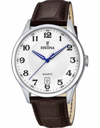 Festina – Classique au diamètre 43.0 mm – Index chiffres avec dateur – Bracelet cuir marron – F20426/1