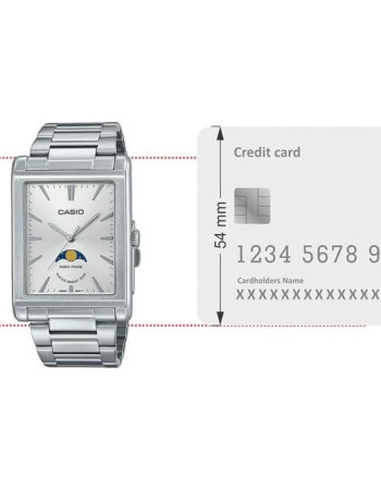 Casio – Cadran blanc avec indicateur de phase de lune – Tout en acier inoxydable – MTP-M105D-7AVDF