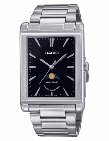 Casio – Phase de lune en bracelet métallique – Étanche 5 BAR – Cadran noir – MTP-M105D-1AV