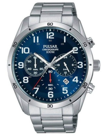 Pulsar – Montre chronographe pour homme – Cadran bleu avec dateur – PT3829X1