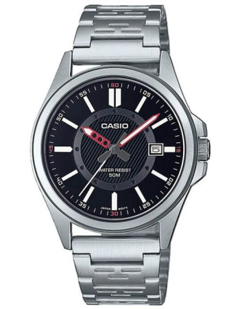 Casio – Argenté cadran noir avec dateur – Bracelet en métal inoxydable – MTP-E700D-1EVDF