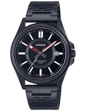 Casio – Toute en acier inoxydable noir – Avec indicateur date – Étanche 50 m – MTP-E700B-1EVDF