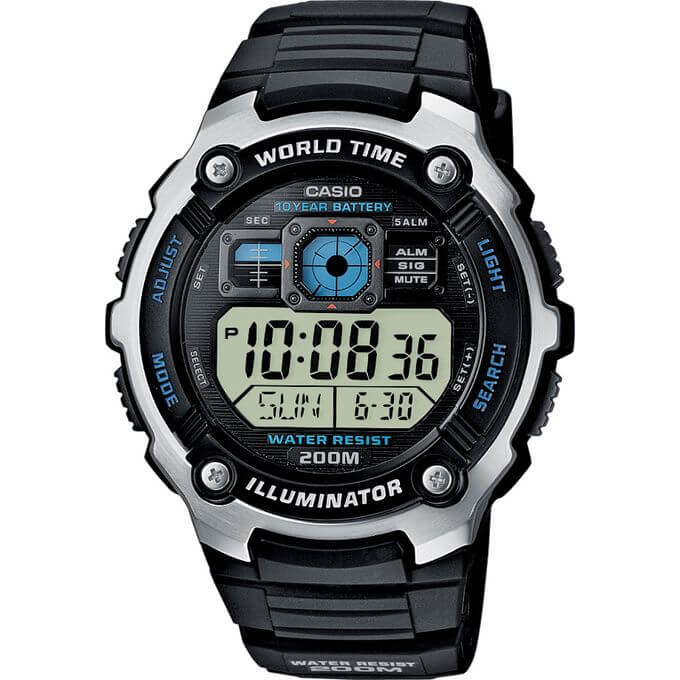 Casio – Résistance à l’eau 200 mètres – Durée de vie de la batterie 10 ans – AE-2000W-1AV