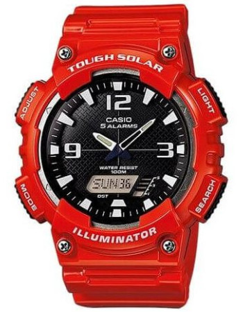 Casio – Rouge – « Tough Solar » – 5 alarmes – Étanche 10 BAR – AQ-S810WC-4AV