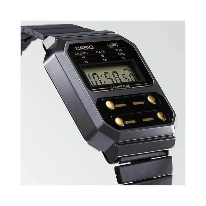 Casio – Montre classique – Digitale noire – Bracelet en acier – A100WEGG-1A2DF