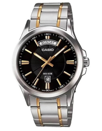 Casio – Affichage de la journée et de la date – Bicolore – Bracelet métallique – MTP-1381G-1AV