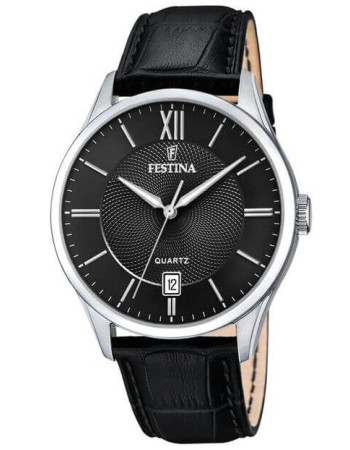 Festina – Style et précision – Noir Cadran noir – avec dateur – Bracelet cuir noir – F20426/3