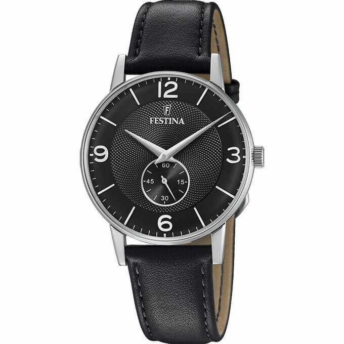 Festina – Une véritable œuvre d’art – Noir – Petite seconde – Bracelet cuir noir – F20566/4