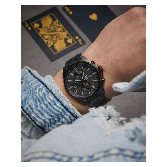 Casio – Cadran large au design simple – Noir en acier inoxydable – Chronographe – EFV610DC-1AV