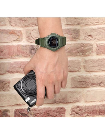 Casio – Vert Cadran noir & Chiffres blancs – Bracelet en caoutchouc – Étanche 50m – W-219HC-3BV