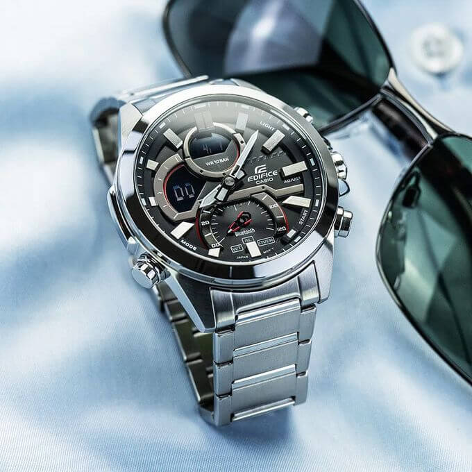 Casio – Synchronisation facile avec votre smartphone par Bluetooth® – Chronographe – ECB-30D-1ADF