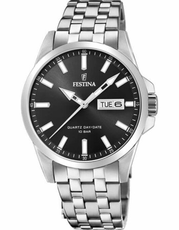 Festina – Cadran noir avec dateur – Index lumineux – Bracelet en acier – F20357/4