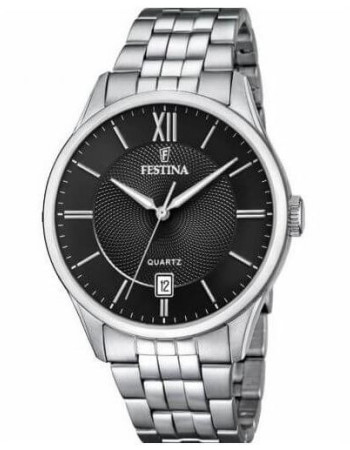 Festina – Classique – Cadran noir avec dateur – Bracelet en acier inoxydable – F20425/3