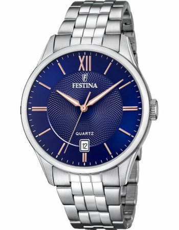 Festina – Diamètre boîtier 43.0 mm – Cadran bleu – Bracelet métallique – Avec dateur – F20425/5