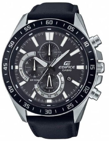 Casio – Chronographe – Bracelet cuir noir – Diamètre boîtier : 50,5 mm – EFV-620L-1AV