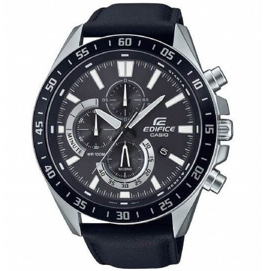 Casio – Chronographe – Bracelet cuir noir – Diamètre boîtier : 50,5 mm – EFV-620L-1AV