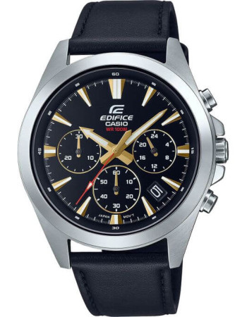 Casio – Bracelet cuir noir – Boîtier medium, diamètre 43,9 mm – Chronographe – EFV-630L-1AV