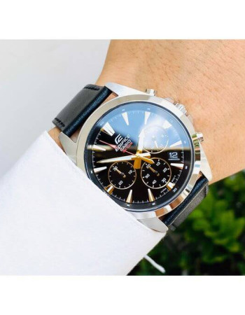 Casio – Bracelet cuir noir – Boîtier medium, diamètre 43,9 mm – Chronographe – EFV-630L-1AV