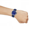 Casio – Montre homme argentée, bracelet en cuir bleu – MTP-V004L-2BUDF