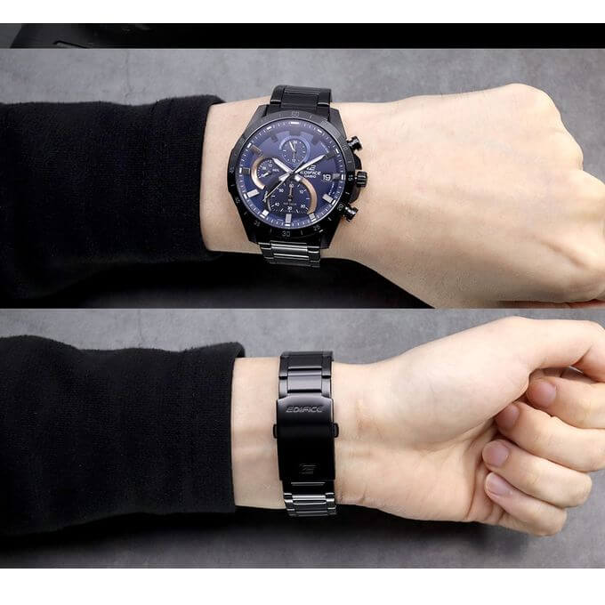 Casio – Collection Edifice – Noir – Tout en acier inoxydable noir – EFR-571DC-2AVUDF