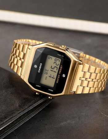 Casio – Unisexe – Diamants naturels – Bracelet en acier inoxydable – A159WGED-1DF