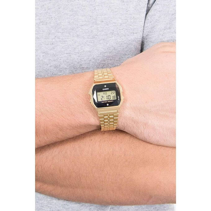 Casio – Unisexe – Diamants naturels – Bracelet en acier inoxydable – A159WGED-1DF