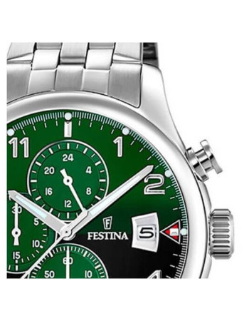 Festina – Cadran vert, bracelet en acier inoxydable – Chronographe – Dateur – F20374/7