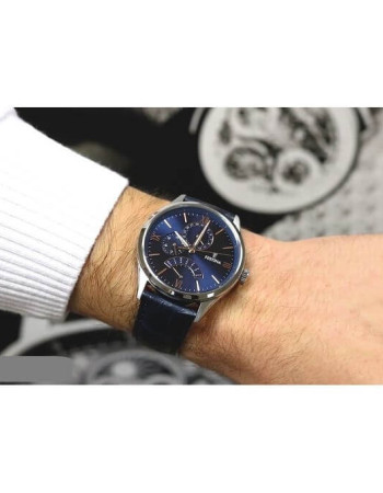 Festina – Bleu pour hommes – Bracelet en cuir croco bleu – Index tirets bronze – F16823/3