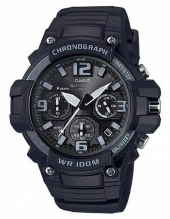 Casio – Chronographe – Noir, cadran noir – Bracelet en silicone – MCW-100H-1A3V