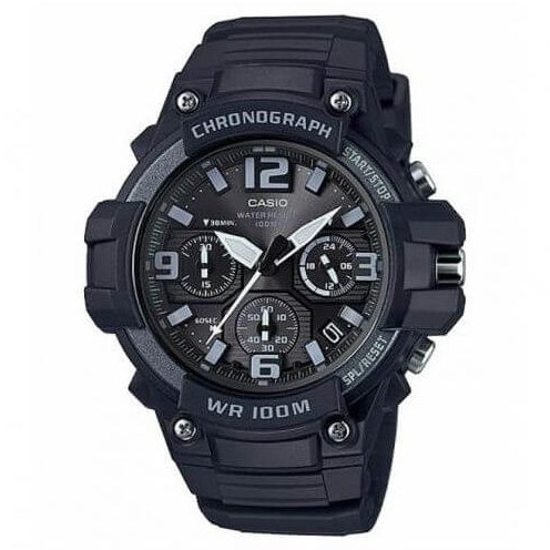 Casio – Chronographe – Noir, cadran noir – Bracelet en silicone – MCW-100H-1A3V