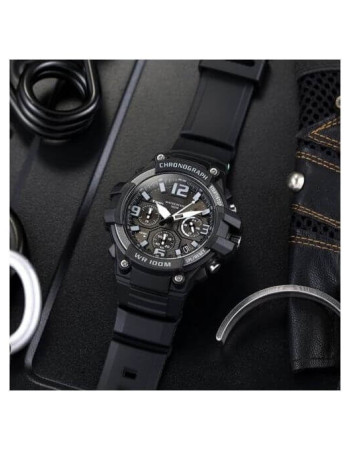Casio – Chronographe – Noir, cadran noir – Bracelet en silicone – MCW-100H-1A3V