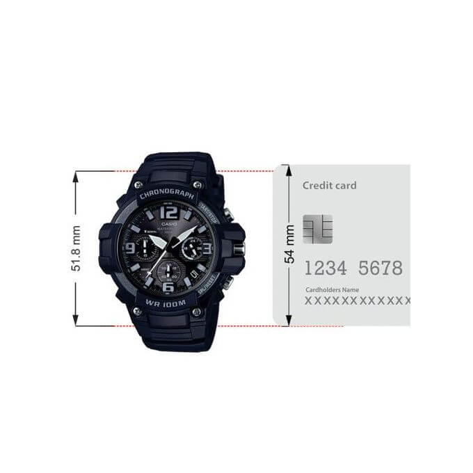 Casio – Chronographe – Noir, cadran noir – Bracelet en silicone – MCW-100H-1A3V