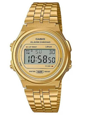 Casio – Unisexe numérique avec bracelet en acier doré inoxydable – A171WEG-9ADF