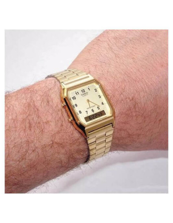 Casio – Analogique / Numérique – Bracelet en acier inoxydable doré – AQ-230GA-9B