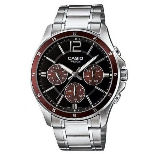 Casio – Tout en acier inoxydable – Classe d’étanchéité (50 mètres) – MTP-1374D-5AVDF