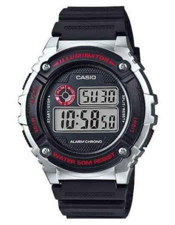 Casio – Alarme quotidienne – Étanche 50 mètres – Bracelet en silicone noir – W-216-1CV
