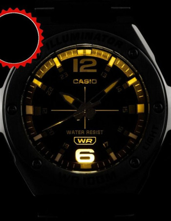 Casio – Dateur – Cadran noir avec bouton d’éclairage – Bracelet en acier inoxydable – MWA-100HD-1A