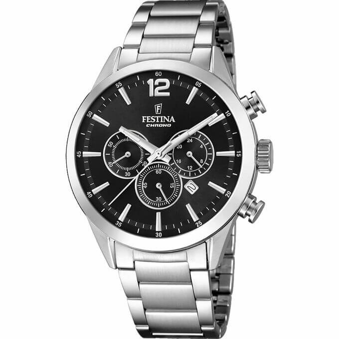 Festina – Cadran noir – Chronographe – F20343/8 – Bracelet en acier inoxydable